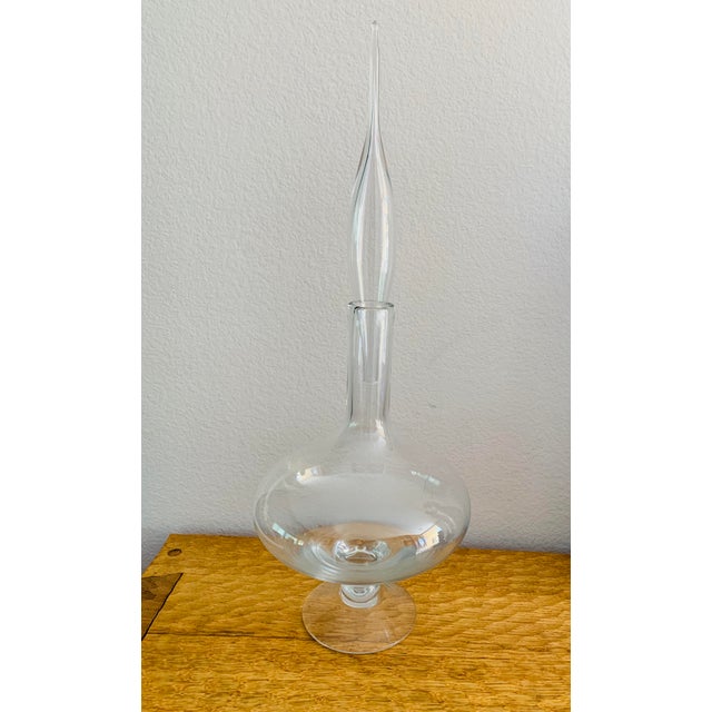 Blenko Crystal Clear Glass Decanter With Large Stopper by Wayne Husted