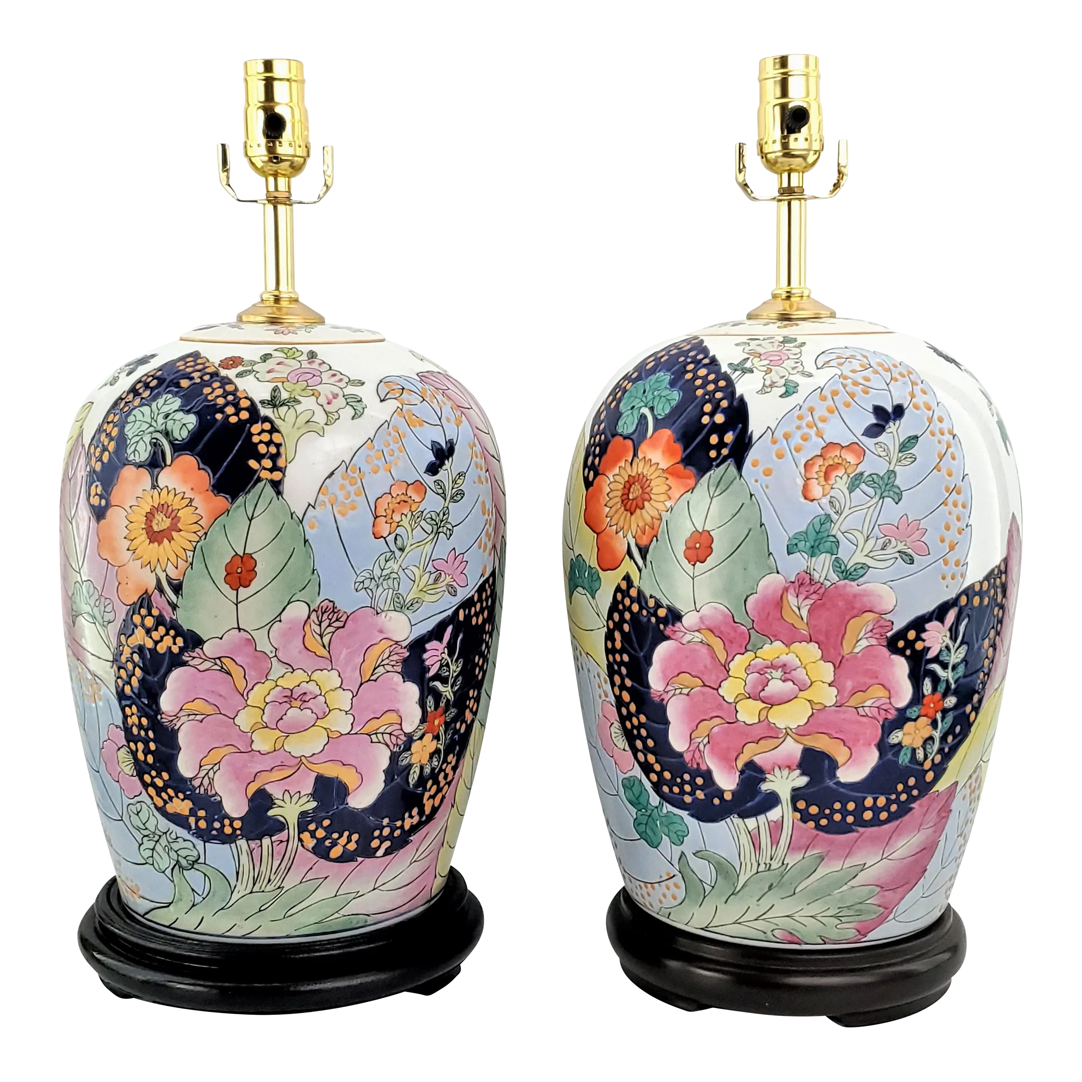 tobacco leaf lamp Lamps Ginger Jar Chinese Tobacco Leaf Pair