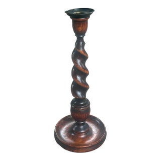 English 19th Century Oak Barley Twist Candlestick For Sale