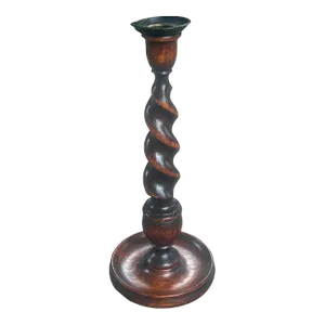 English 19th Century Oak Barley Twist Candlestick