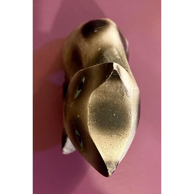 Mid 20th Century Vintage Abstract MCM Sculpture Wood Carved, Blue-Eyed Cat Gray W/ Black Spots Wood For Sale - Image 5 of 7