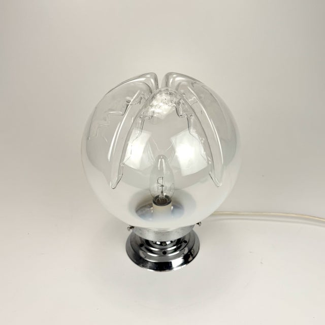 Murano Glass Globe Table Lamp attributed to Mazzega, Italy, 1970s For Sale - Image 4 of 8