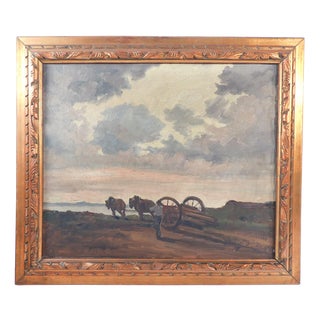 Vittorio Buora, Country Landscape, 1947, Oil Painting on Canvas, Framed For Sale