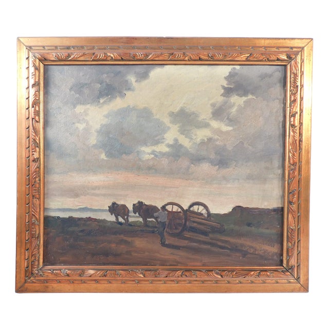 Vittorio Buora, Country Landscape, 1947, Oil Painting on Canvas, Framed For Sale