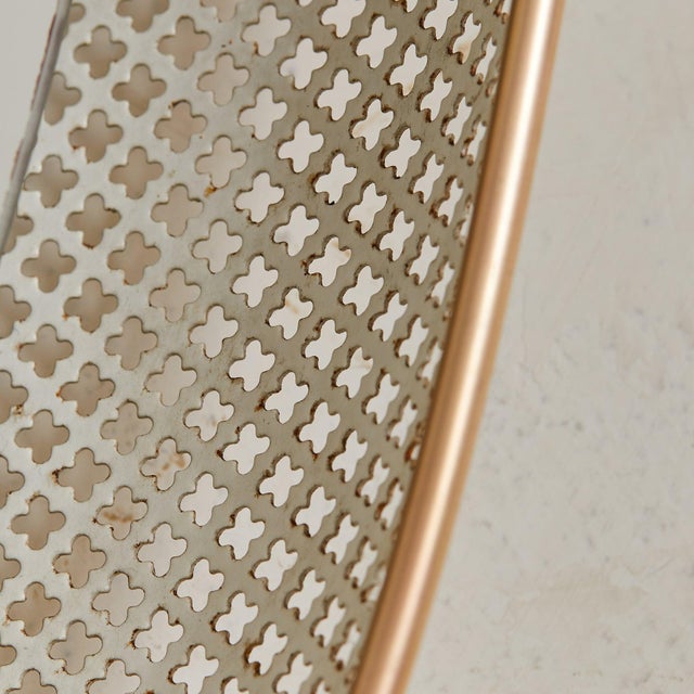 White French Perforated Metal Backlit Wall Mirror Attributed to Mathieu Matégot, 1950s For Sale - Image 8 of 9