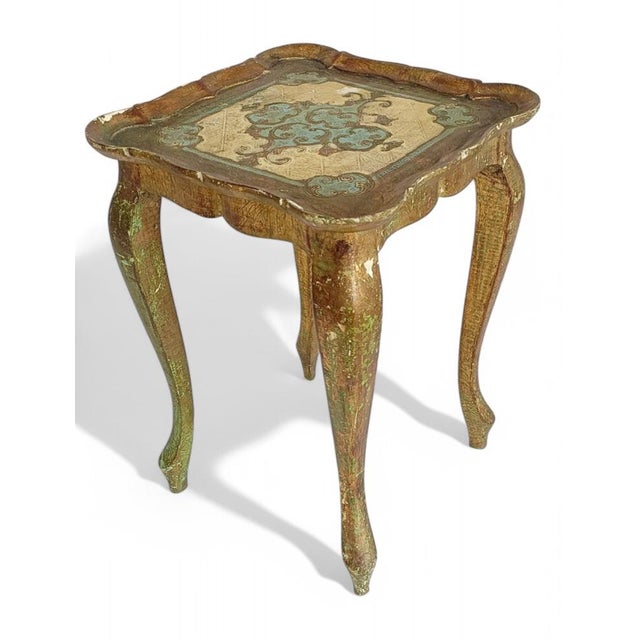 18th Century Florentine Rococo Revival Italian Gilt Accent Side Table, 1950s For Sale - Image 14 of 14