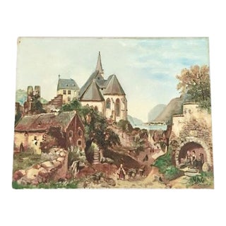 20th Century German Pastoral Oil Canvas Painting For Sale