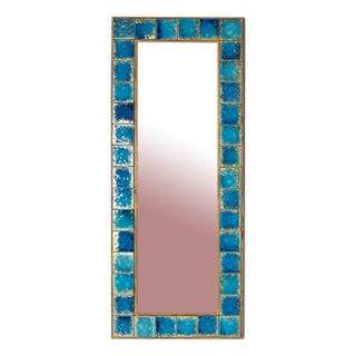 Turkish Handmade Napoli Tile Travertine Mirror, 2010s For Sale