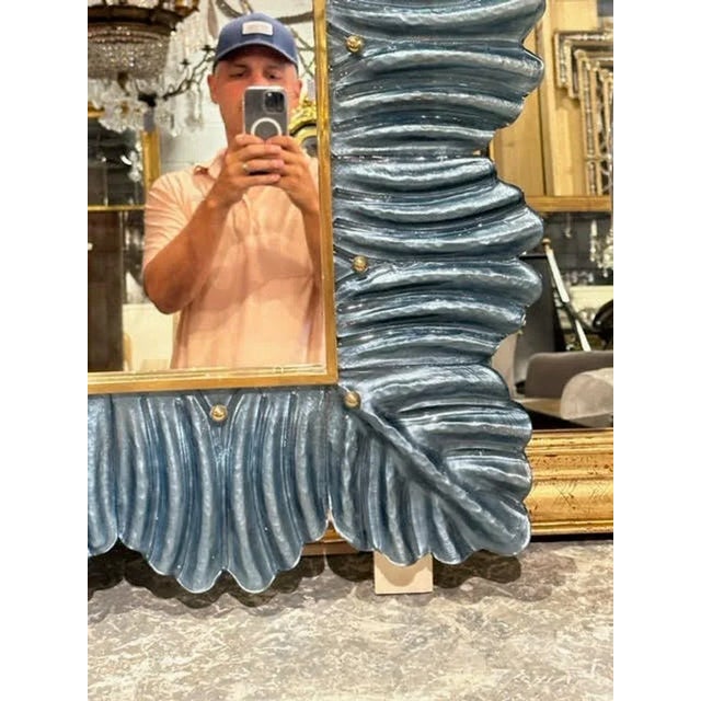 Modern Modern Blue Murano Glass Mirror For Sale - Image 3 of 5
