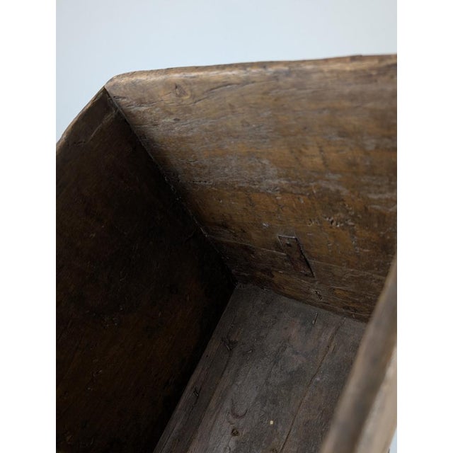 Antique Wabi-Sabi Wooden Log Basket with Wrought Iron Fittings For Sale - Image 17 of 18