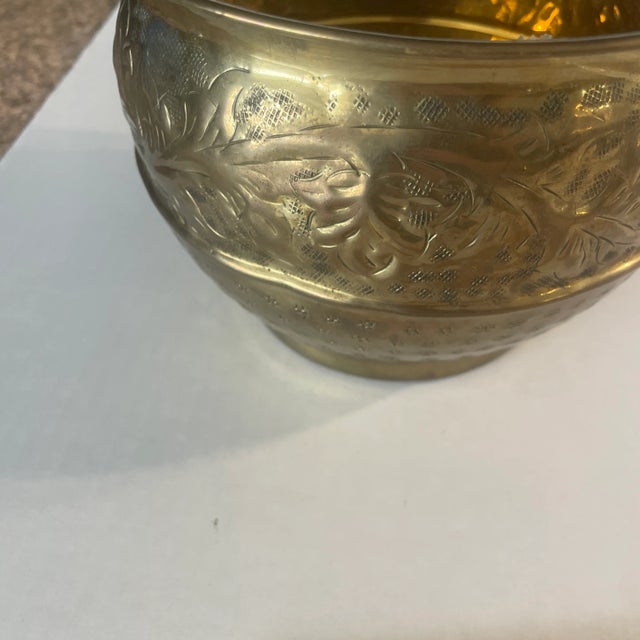 Brass Pressed Brass Floral Planter For Sale - Image 8 of 8