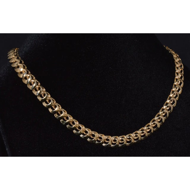 Metal Vintage Rasner Italian 14k Solid Gold Swirl Links Chain Collar Stacking Necklace For Sale - Image 7 of 11