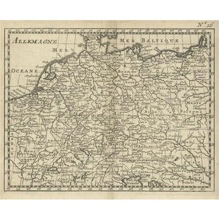 Antique Copper Engraved Map of Germany, 1740 For Sale