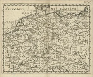 Antique Copper Engraved Map of Germany, 1740