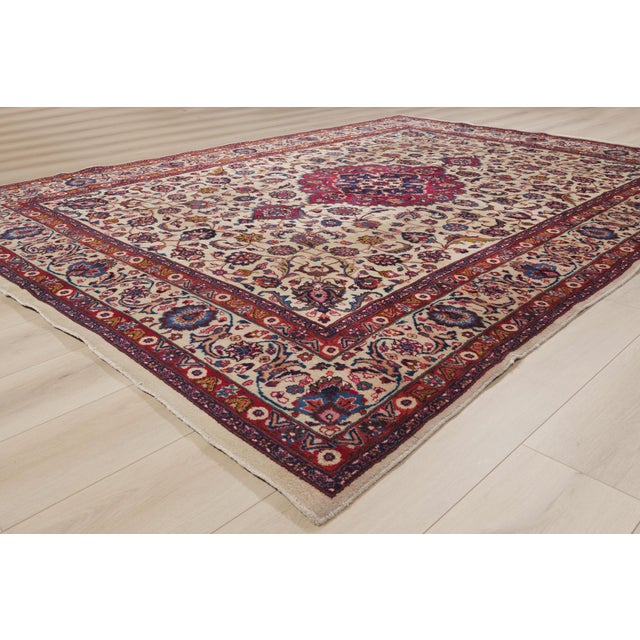 Signed Antique Persian Mashhad Rug, 08'00 X 11'02 For Sale - Image 9 of 11