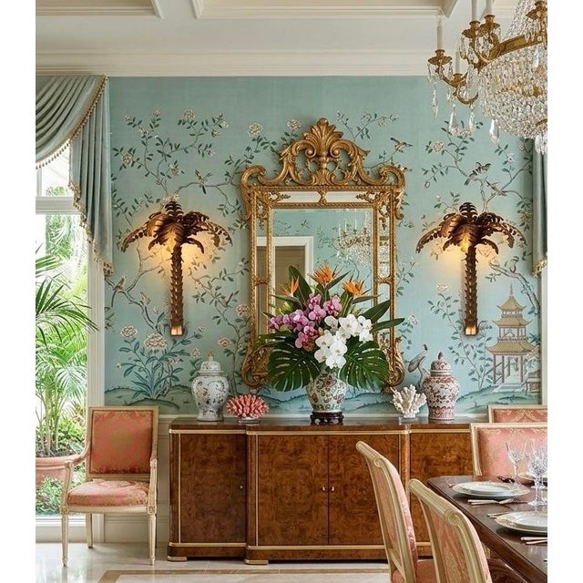 Vintage Hollywood Regency Style Metal Palm Tree Wall Sconce For Sale - Image 9 of 10