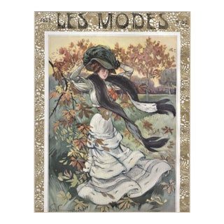 Matted Art Nouveau 1907 French Fashion Print For Sale
