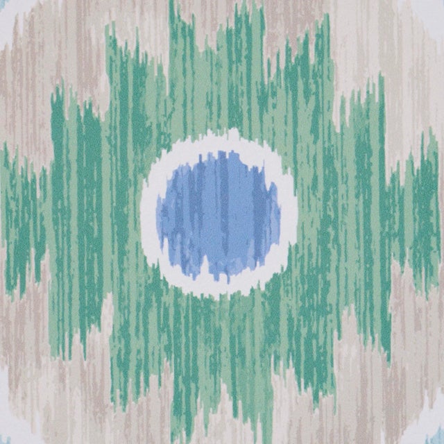 Contemporary Sample - Schumacher Elizia Wallpaper in Green & Blue For Sale - Image 3 of 6