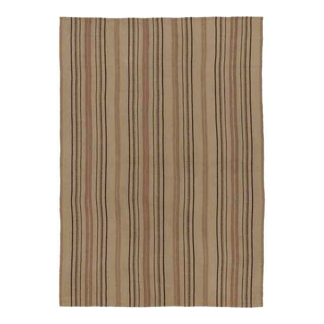Vintage Persian Kilim, Elegant Vertical Stripes in Neutral Beige - Rug & Kilim For Sale