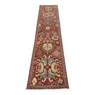 Suzani Runner 2’6” X 9’10” Red Wool Traditional Hand-Knotted Oriental Rug For Sale