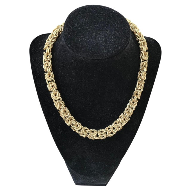 Vintage Italian 14k Gold Woven Link Necklace and Bracelet Set For Sale In Tampa - Image 6 of 18