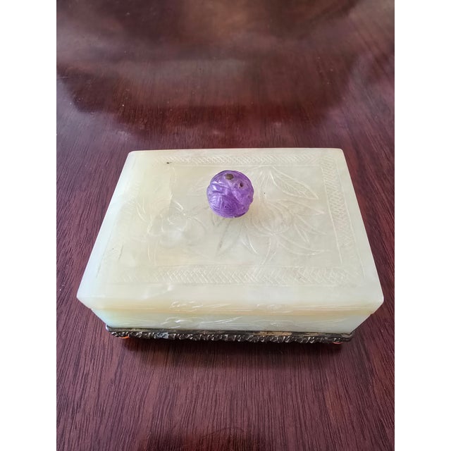 1900 - 1909 Antique Chinese Jade Jewel Box For Sale - Image 5 of 11