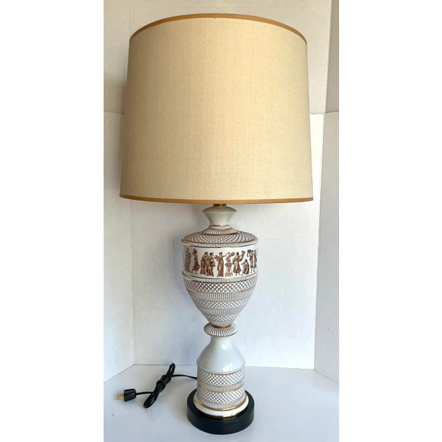 Pair of 1950's Fiorentine Italian Neo-Classical Porcelain Lamps For Sale - Image 9 of 13
