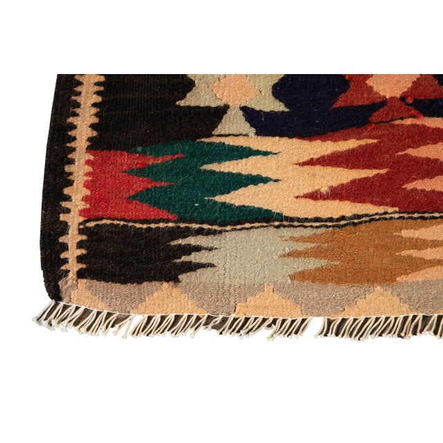 Textile Mid-20th Century Vintage Kilim Runner Rug 3' 10" X 8' For Sale - Image 7 of 13