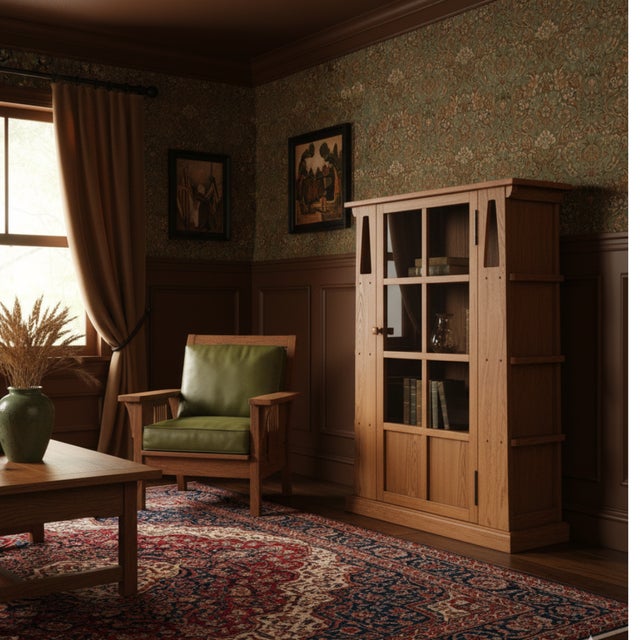 Mission Mission 1 Door Bookcase With Side Shelves - MC For Sale - Image 3 of 10