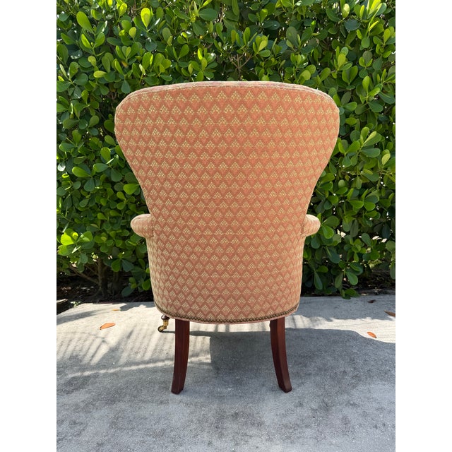 Vintage Hickory Chair Edwardian Club Chair in Mahogany With Brass Casters For Sale In Naples, FL - Image 6 of 12