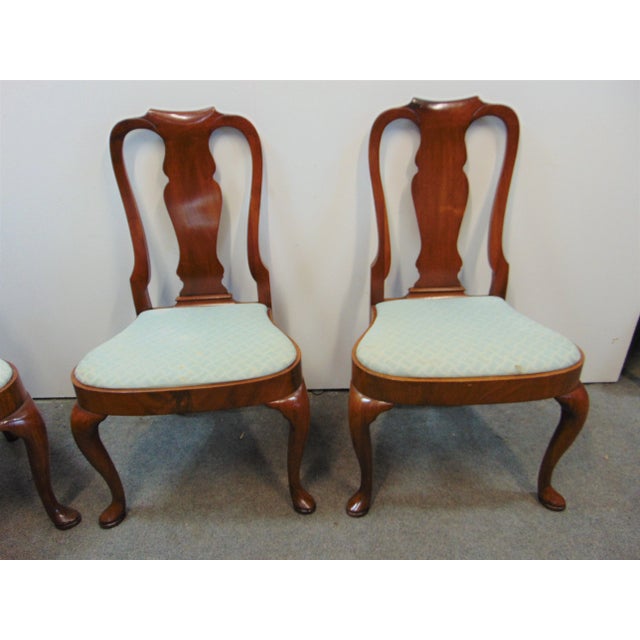 Queen Anne Style Solid Mahogany Dining Chairs - Set of 8 For Sale - Image 4 of 12
