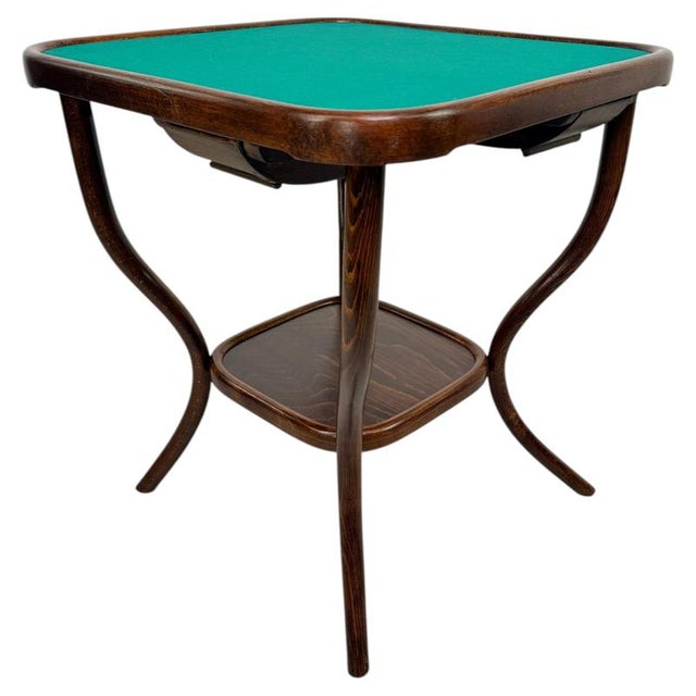 Art Nouveau Bentwood Card Table Model No. 8 from Gebrüder Thonet, 1920s For Sale - Image 12 of 12