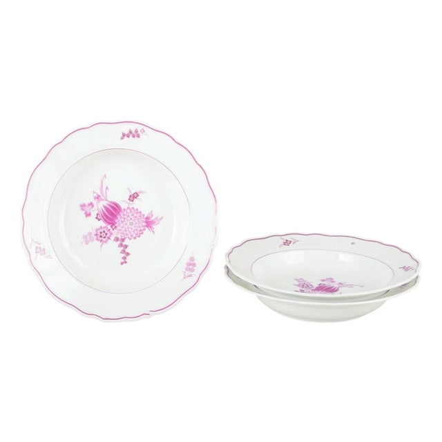 German Deep Porcelain Plates from Meissen, Set of 3 For Sale