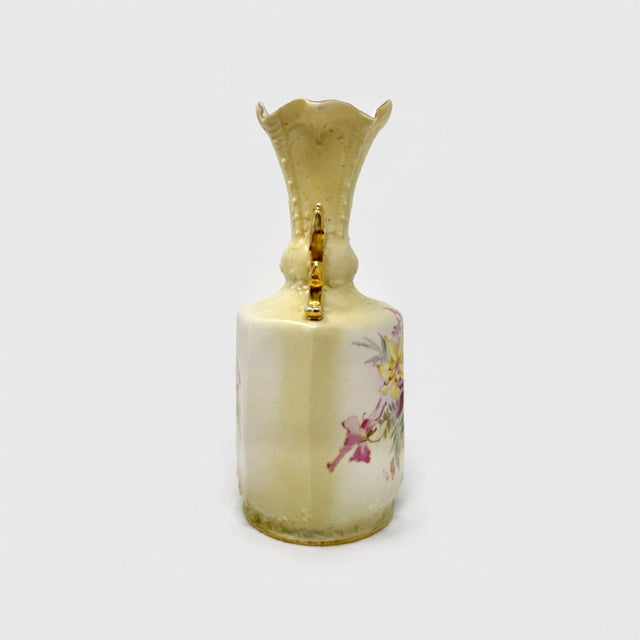 Art Nouveau Antique Royal Wettina Austria Floral Art Nouveau Robert Hanke 9" Vase For Sale - Image 3 of 7