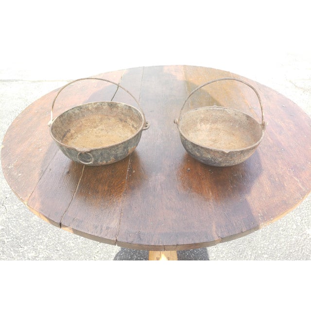 Antique Hanging Kettles With Rustic Patina Circa 1900s - a Pair For Sale - Image 13 of 13