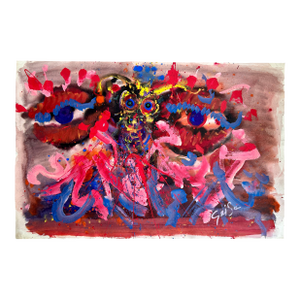 Hendrik Grise Signed Vintage Abstract Mixed Media Painting