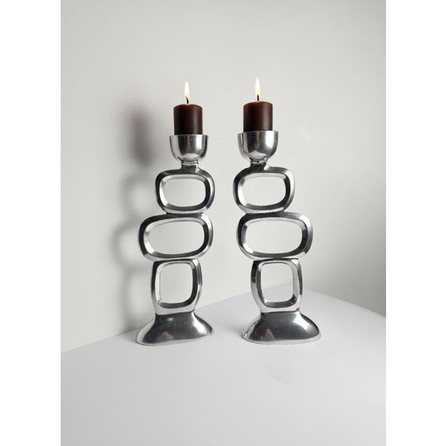 Silver Aluminum Candleholders by Matthew Hilton, 1990s, Set of 2 For Sale - Image 8 of 8