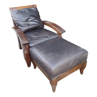 Vintage Classic Comfort & Robust, Rustic Design of Vintage Cibola Full Grain Italian Leather Armchair & Ottoman For Sale