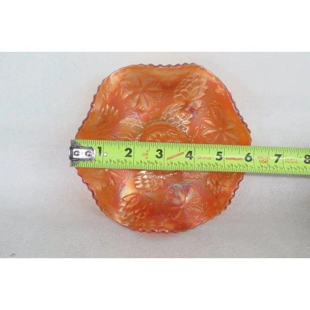 Mid-Century Modern Fenton Marigold Carnival Glass Water Lily Ruffled Footed Candy Dish For Sale - Image 3 of 10