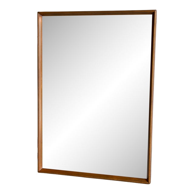 Mid Century Modern Maple Mirror in Style of Heywood Wakefield Large Frame For Sale
