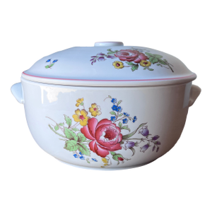 1990s Spode Marlborough Sprays Collection Serveware 2.5 Quarts Casserole Dish