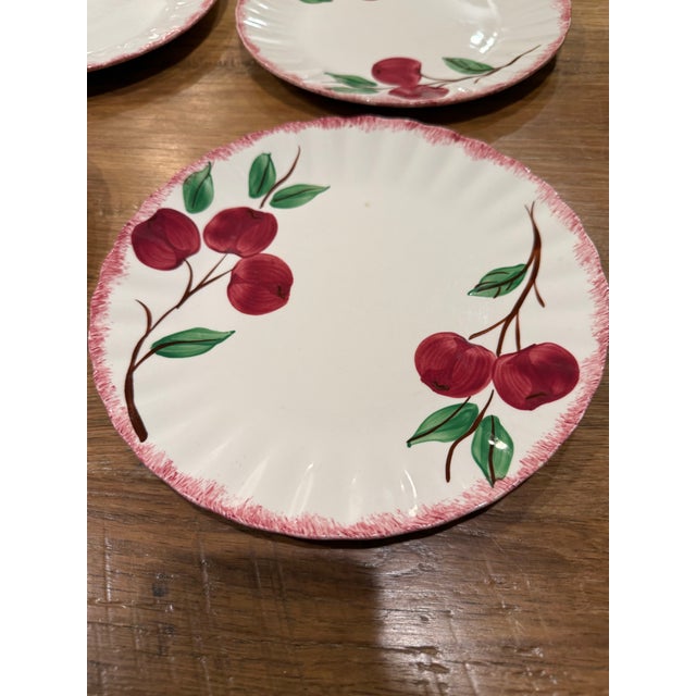 Red Vintage 1940s Blue Ridge Southern Potteries "Crab Apple" Dinner Plates - Set of 4 For Sale - Image 8 of 9
