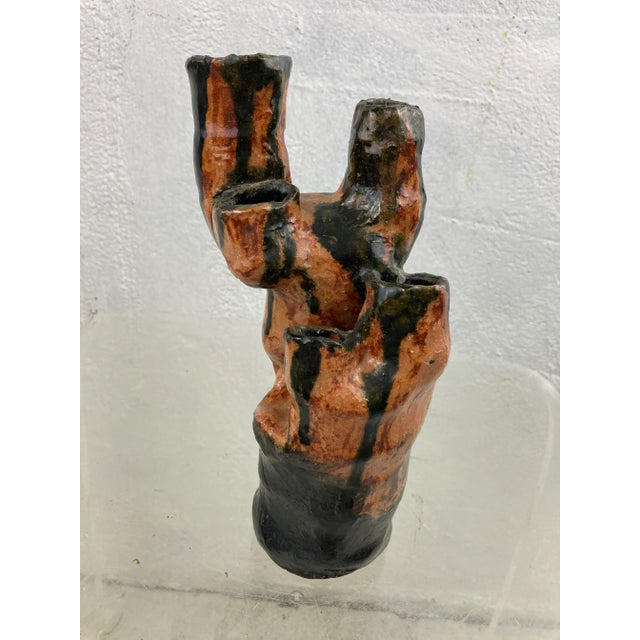 Terra Cotta Abstract Studio Pottery Vase For Sale - Image 8 of 8