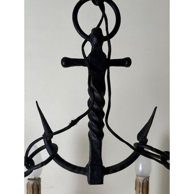 Art Deco Cast Iron Viking Longboat Chandelier, 1940s For Sale - Image 6 of 18