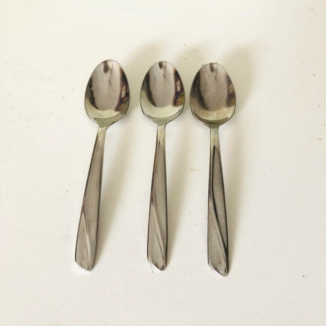 Midcentury Insico Stainless "The Finlandia" Pattern Teaspoons- Set of 3 For Sale - Image 4 of 4
