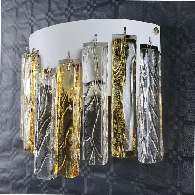 Vintage murano wall lamp, wall bracket, mazzega style, 1980s. An elegant and rare wall lamp. White lacquer finish, with...