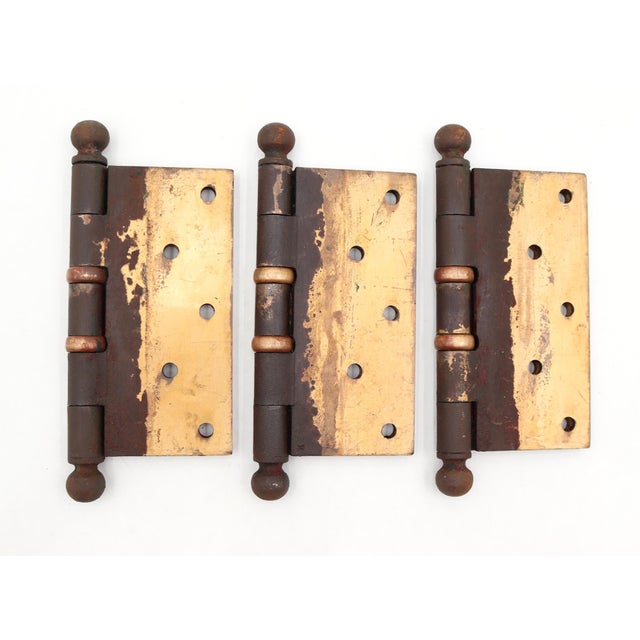Mid 20th Century Set of Stanley 5 X 5 In. Cast Iron Ball Bearing Door Hinges For Sale - Image 5 of 6