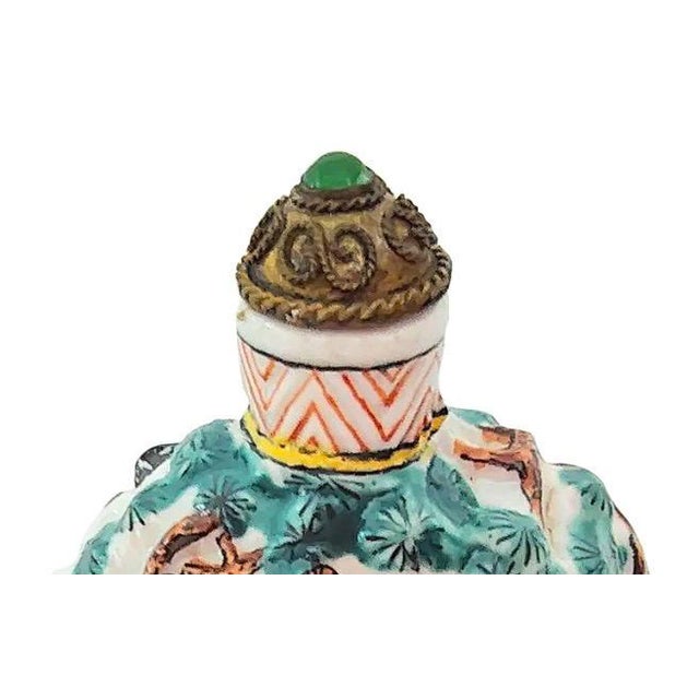 Antique 19th Century Chinese Famille Rose Molded Porcelain Snuff Bottle With Qianlong Mark For Sale - Image 9 of 11