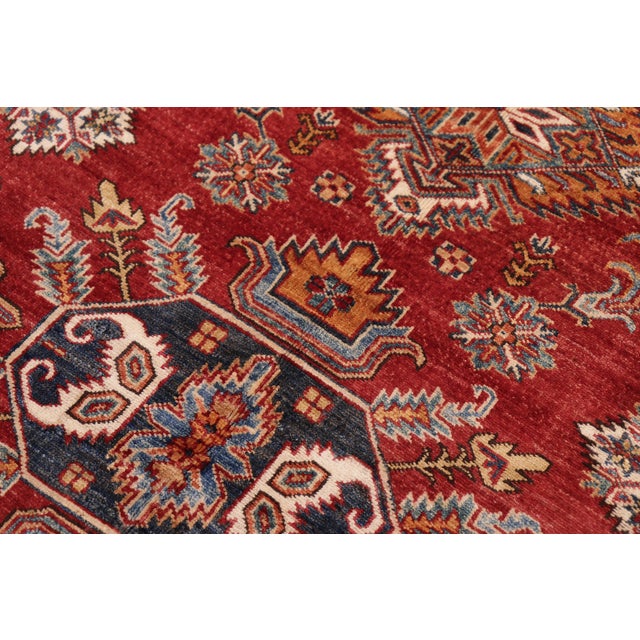 Rustic Super Kazak Red/Beige Wool Rug- 5'1'' X 6'0'' For Sale - Image 4 of 10