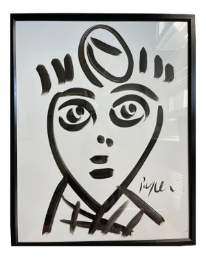 Contemporary Abstract Portrait Painting by Peter Keil, Framed